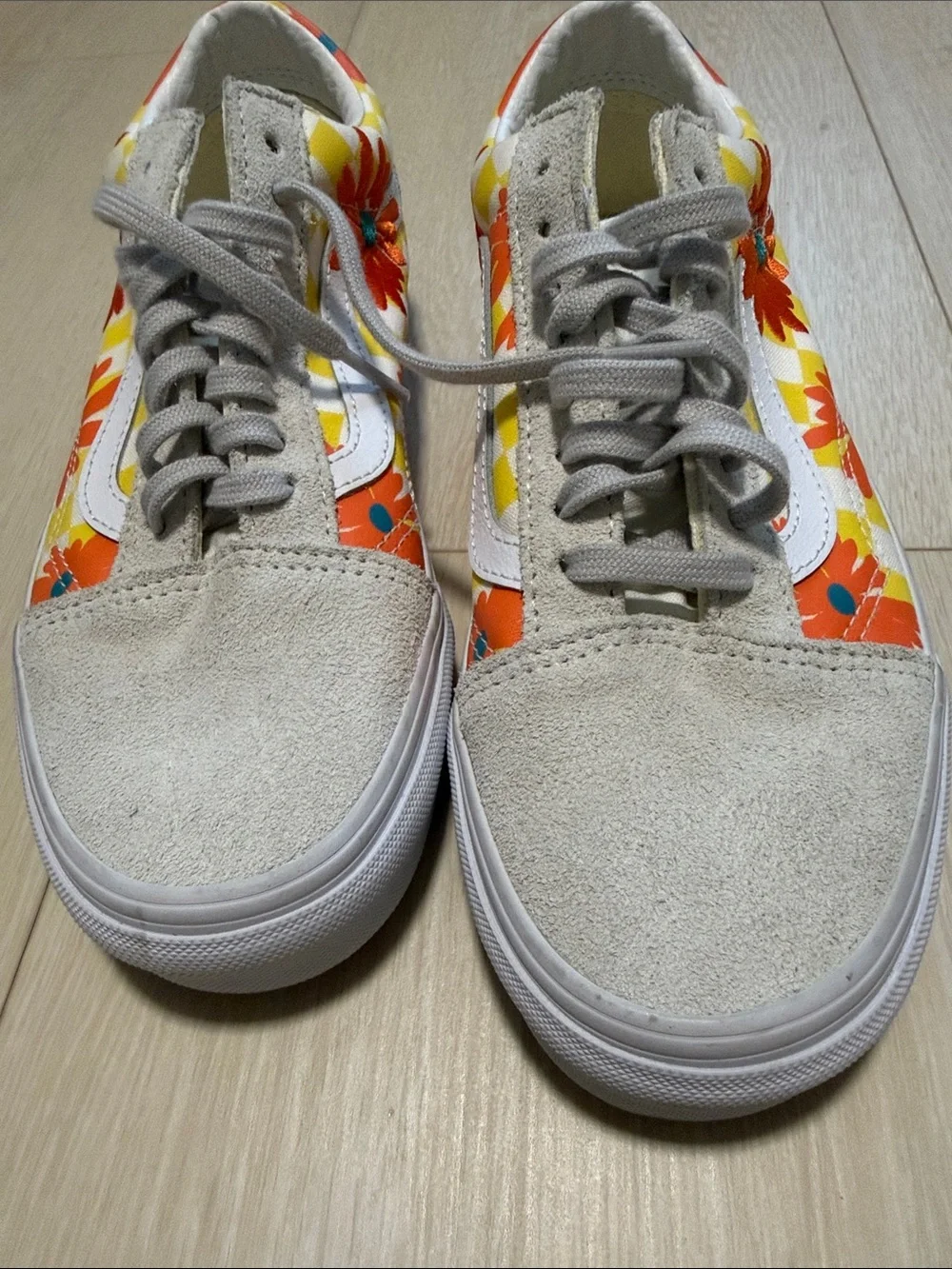 Vans Floral Low-Top Sneakers in Cream, Orange & Yellow